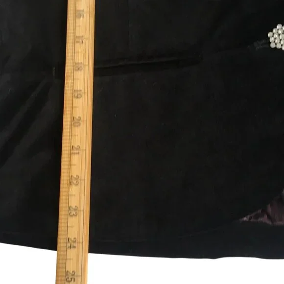Black Velvet Blazer Rhinestone Buttons Jacket Womens XL - Picture 7 of 16